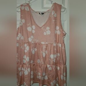 Pink Floral Sleeveless Top